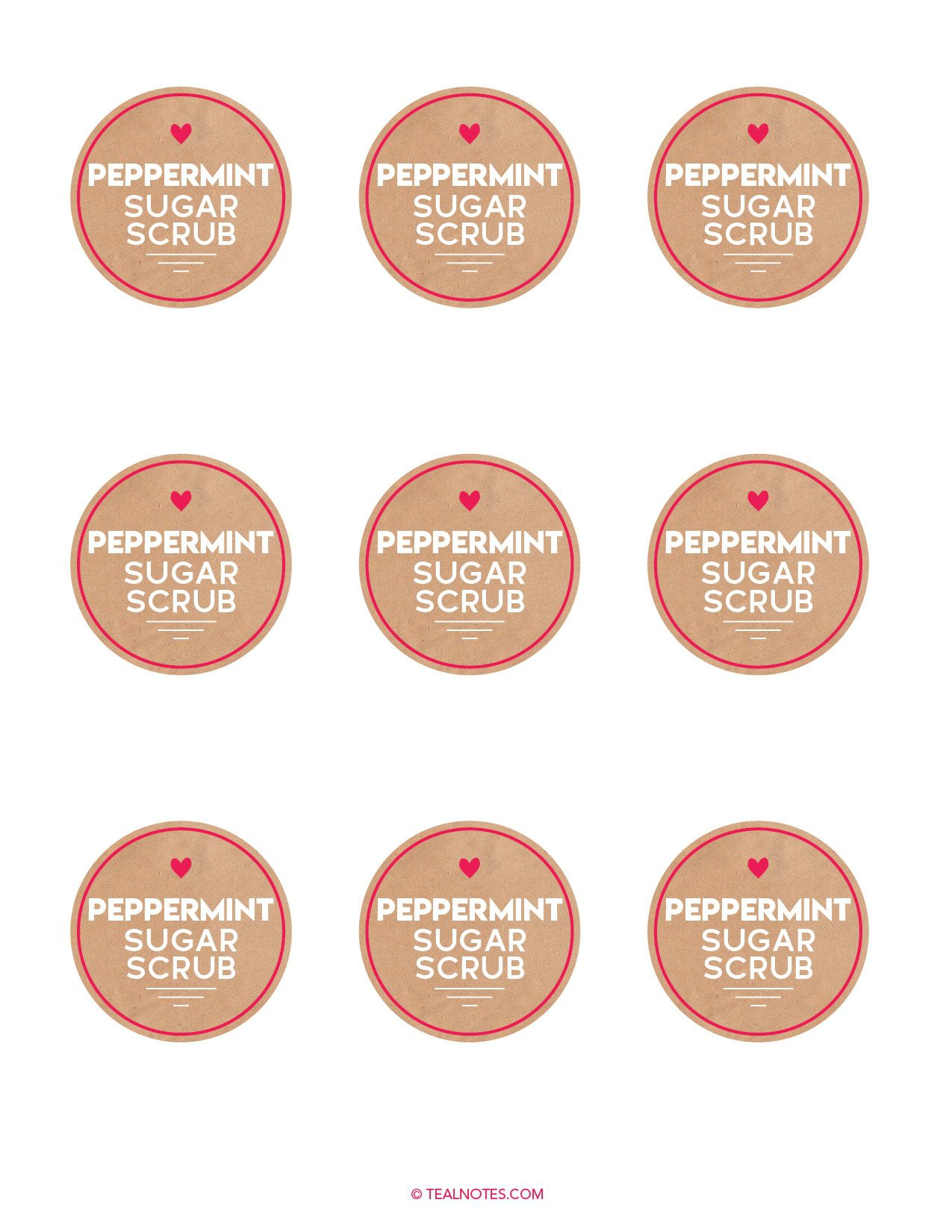 peppermint sugar scrub with free printable labels